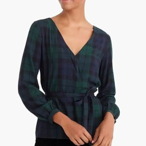 J. Crew Blackwatch Tartan Plaid Wrap Top